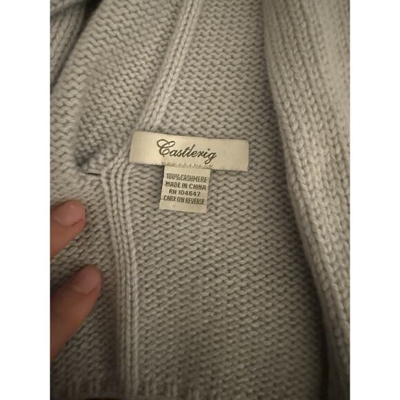 Castlerig Blue Knit Cashmere Scarf Cableknit SOFT Excellent Condition - Picture 2 of 4